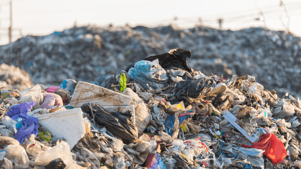 Plastic and other rubbish in landfill site