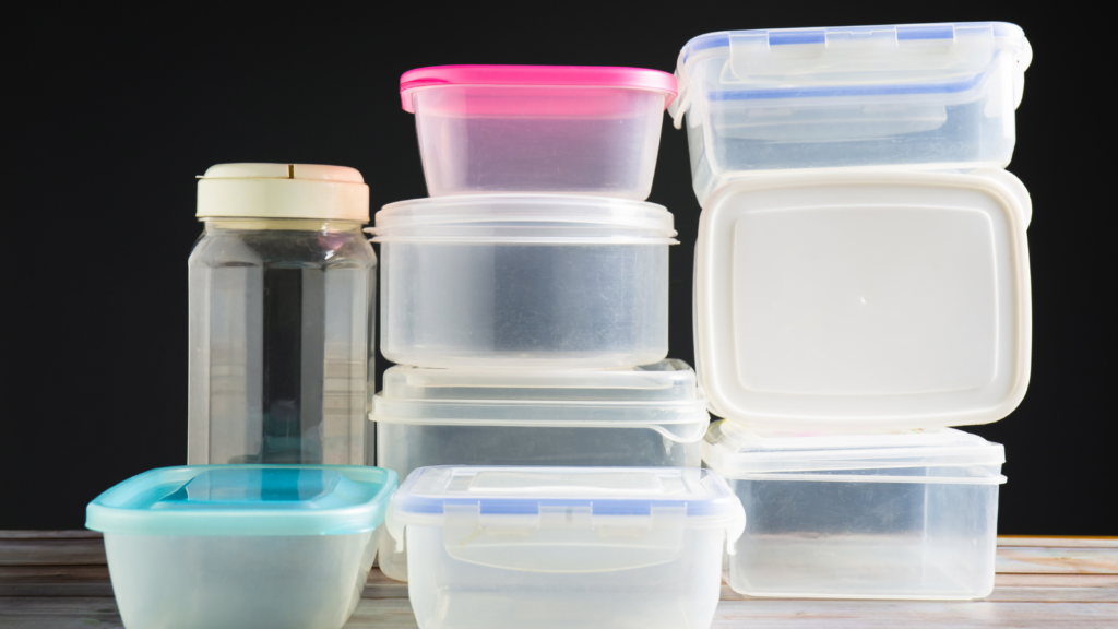 A collection of glass and plastic reusable containers.