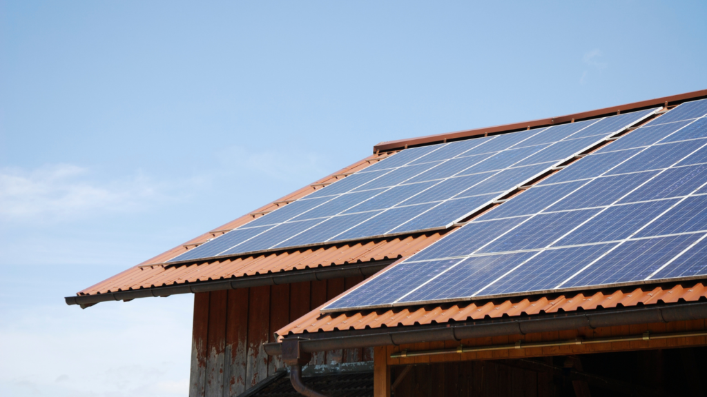 Solar panels on the roof of a house.