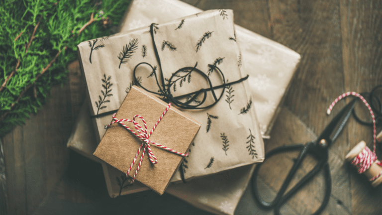 Gift wrapped in eco-friendly paper and tied with string