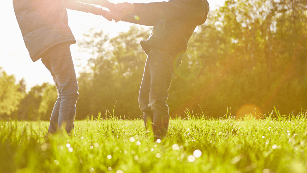 Two children playing in a park